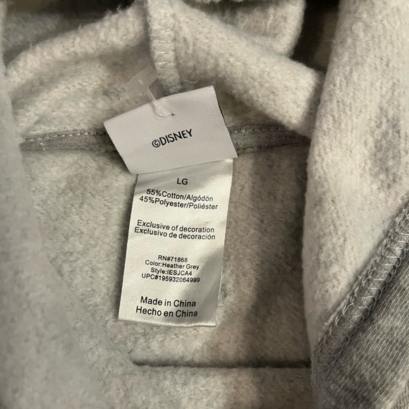 SOLD Disney | Minnie Mouse | Embroidered Flowers Bow Hoodie in Heather Gray LG - Picture 6 of 6